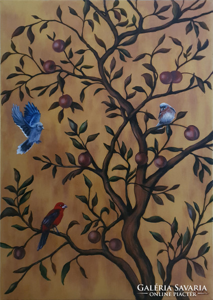 Keleti stílusú dekorációs festmény,Molnár Gabriella,100x70 cm