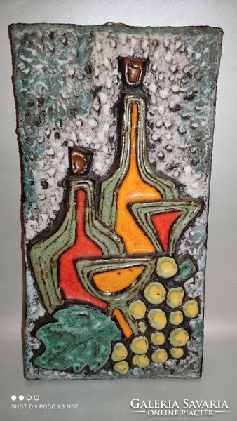Fair price! Mid century fat lava earthenware ceramic wall picture wall decoration extremely rare large size