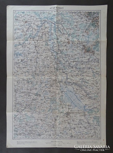 1B545 Antik Munkács katonai térkép 1889 K.U.K. 62cm x 42cm
