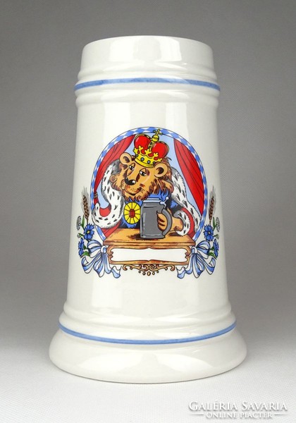 1D914 Oroszlándíszes porcelán söröskorsó 17.5 cm