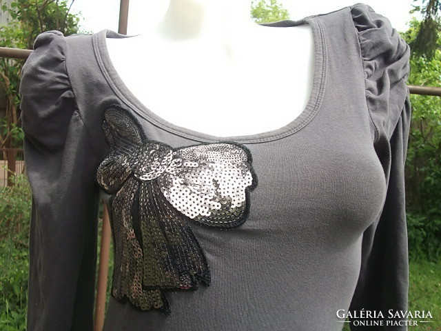 Women's sweater-blouse with decorative silver butterfly decoration s-m