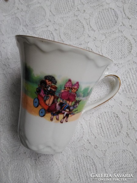 Antique Czech J.S. Maier & co. Porcelain tea/coffee set with children's motif, clown, scooter, dog