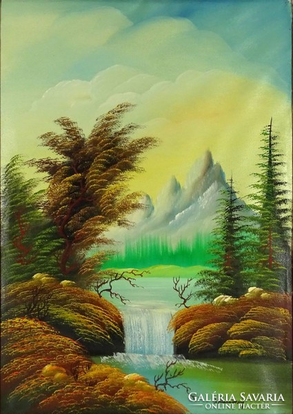 1D938 XX. századi festő : Vízesés a hófödte hegyek lábánál