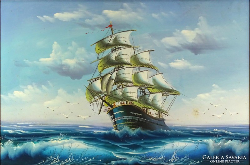 1D950 XX. századi festő : Fregatt a tengeren