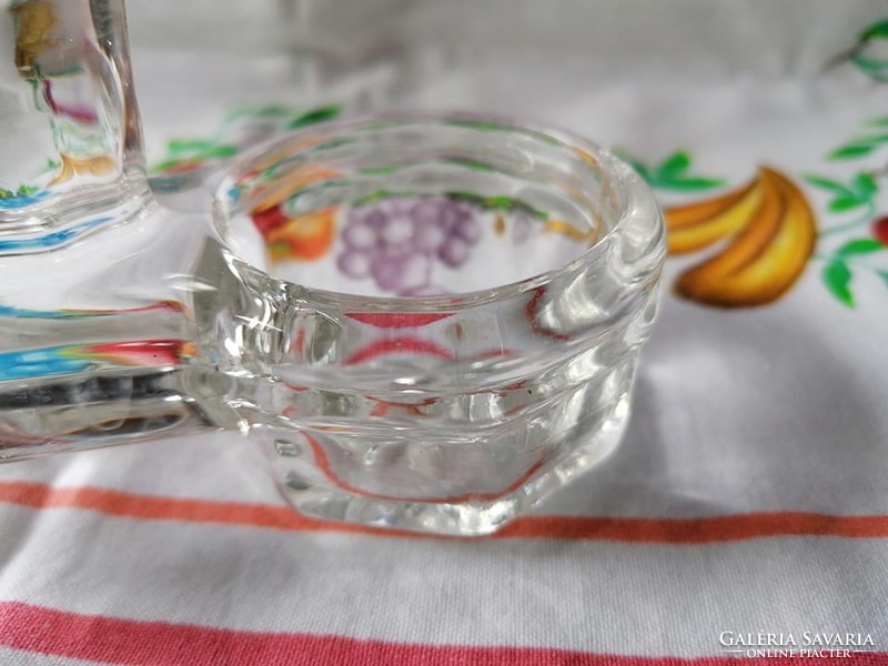 Old thick glass spicy (salt, pepper holder)