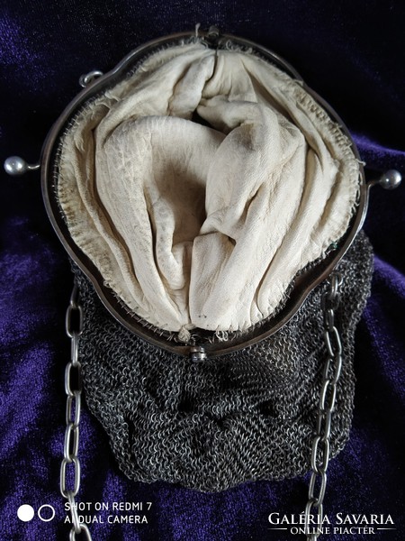 Ezüst (800) láncfonatos női szinházi táska (ritikül)