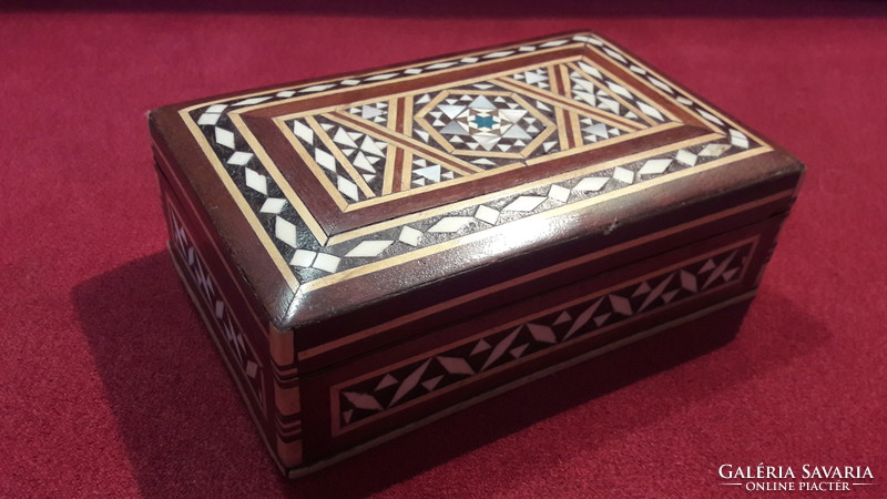 Inlaid oriental wooden box
