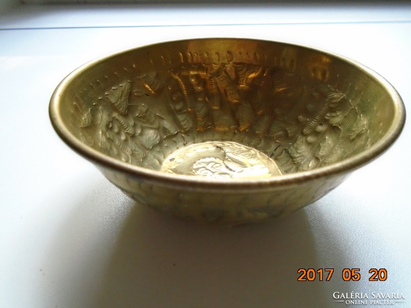 Persian répoussé hammered copper alms bowl
