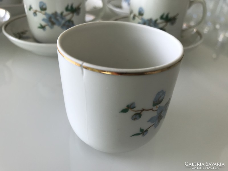 Hollóháza porcelain coffee set with cherry blossom pattern