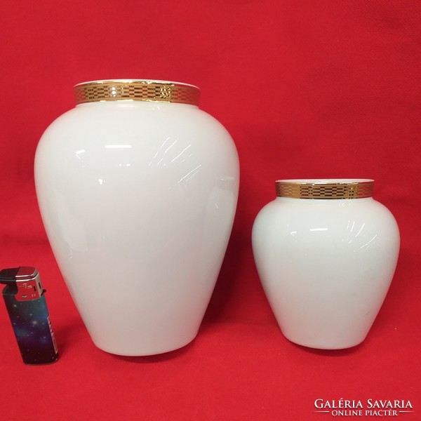 Pair of German, Germany Rosenthal art deco white gold decor porcelain vases. 12 Cm
