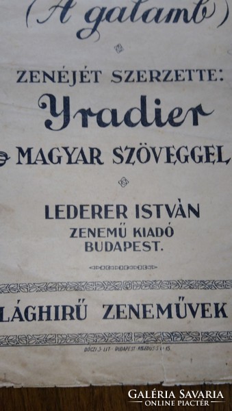 Antique sheet music package 6 pieces - bastyasétány 77, the dove, pajace-prologue, ó sole mio, csinom palkó, handel, gluck