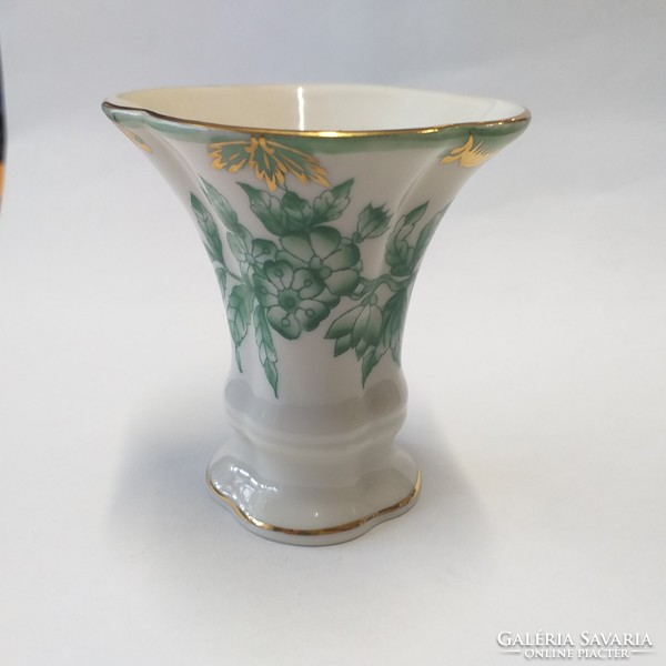 Herend green appony mini porcelain vase 7 cm.