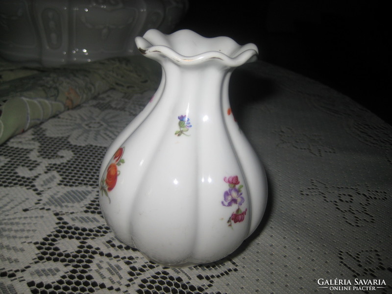 Zsolnay old, carved vase 8 x 12 cm