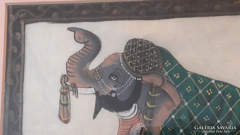 Indiai elefántos selyemkép