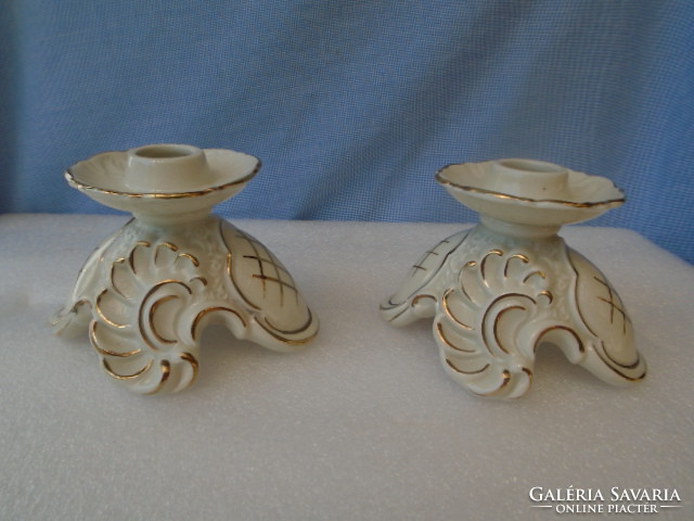 Antik német ROKOKO  porcelán  gyertyatartók párban VITRIN ÁLLAPOTBAN
