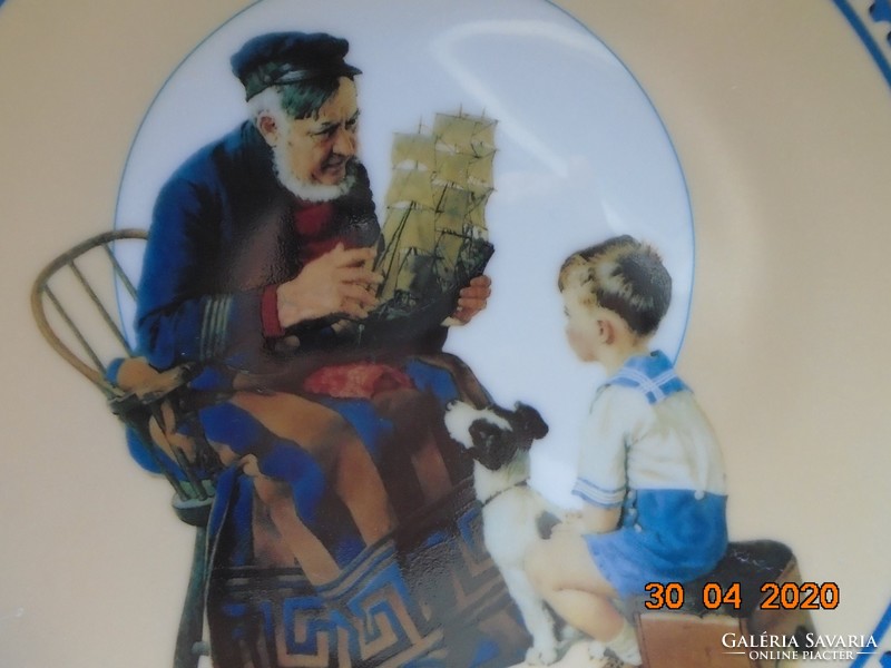NORMAN ROCKWELL (1894-1978) amerikai népszerű festő"Hajóskapitány"festménye nyomatával Bradex tál