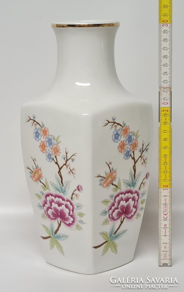 Hollóházi keleti virágmintás nagy porcelán váza (1701)