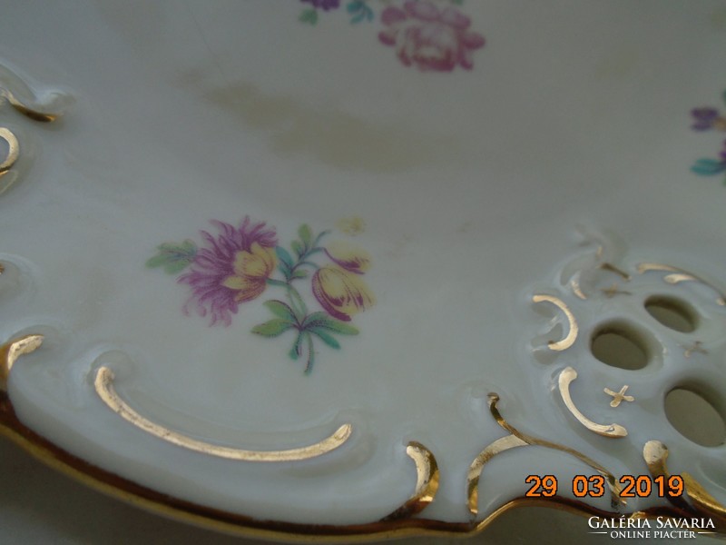 Karlsbad openwork relief bowl with unique Meissen flower patterns
