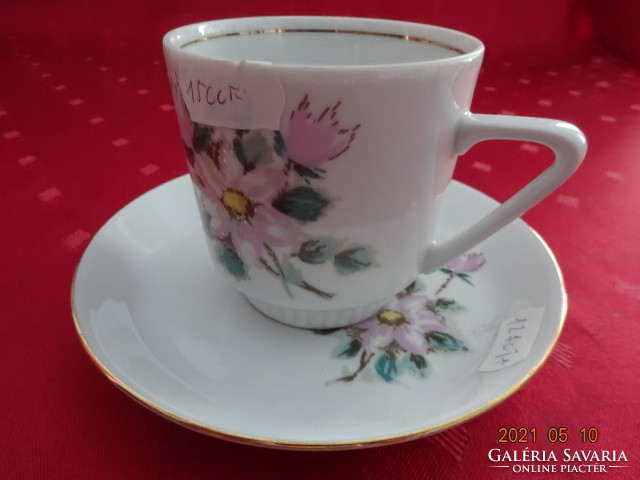Kahla német porcelán kávéscsésze + alátét, rózsaszín virágmintával. Vanneki!