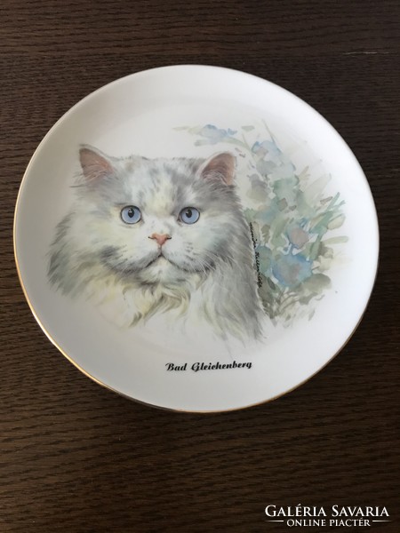 K M Austria macskás fali tányér dísztányér perzsa macska macskás cicás
