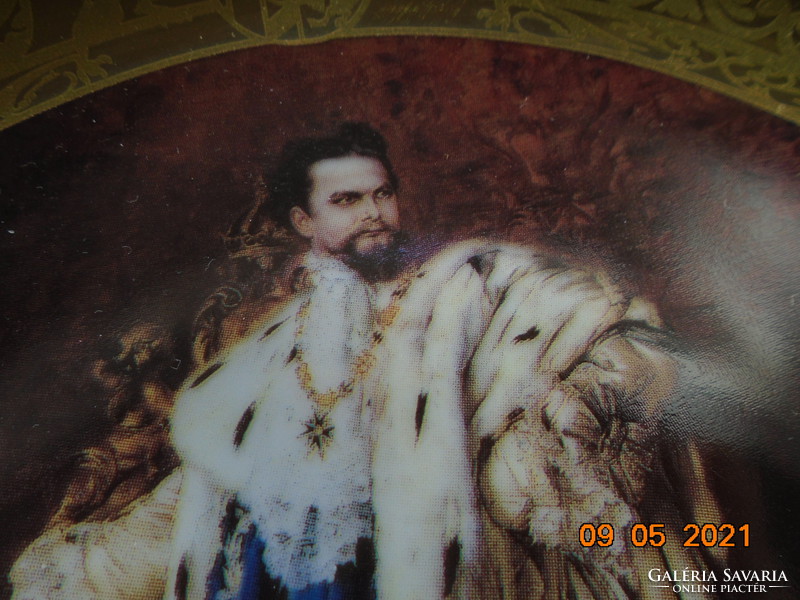 Bradex 22K arannyal,számozott tányér " II Lajos Bajor Király" G.Schachingen festménye nyomán