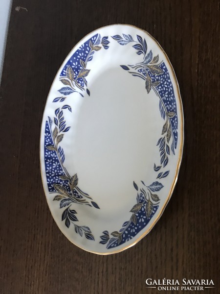 Apulum ovális kínáló tál kék - arany mintával porcelán