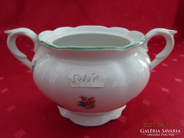 Eichwald German porcelain, antique sugar bowl with green border. He has!