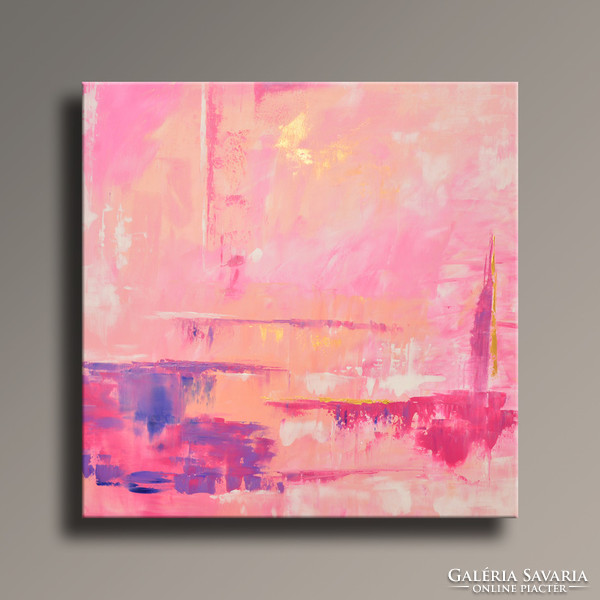 Vörös Edit: Pink Passion N5 Modern Abstract 80x80cm