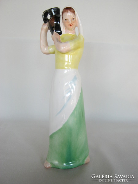 Bodrogkeresztúr ceramic girl with a jug 24 cm
