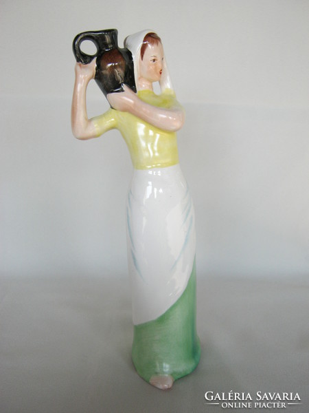 Bodrogkeresztúr ceramic girl with a jug 24 cm