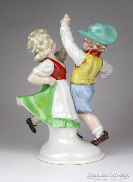 1E358 Antik nagyméretű porcelán táncoló figura pár 22 cm
