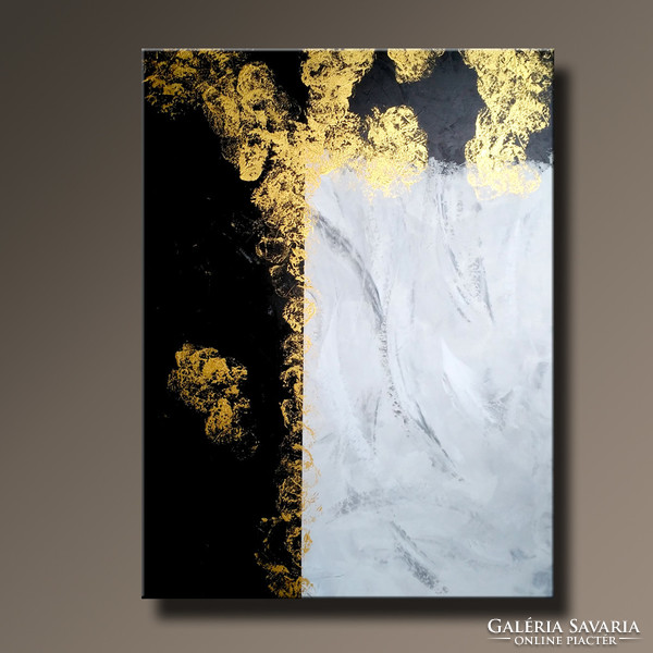 Vörös Edit - Gold Black Abstract 120x90cm