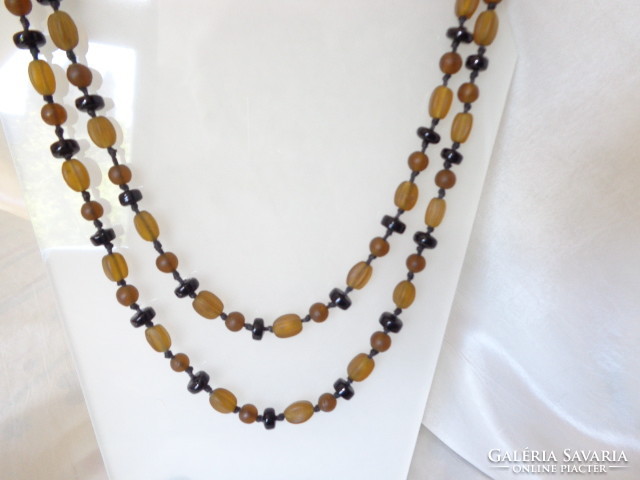 Double row old glass necklace 120 cm