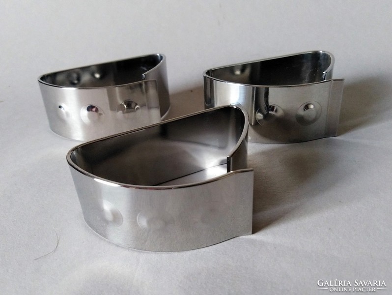 3 pieces of rare zepter design steel napkin rings, 2000s