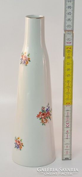 Hollóházi small cylindrical porcelain vase with flower pattern (1721)