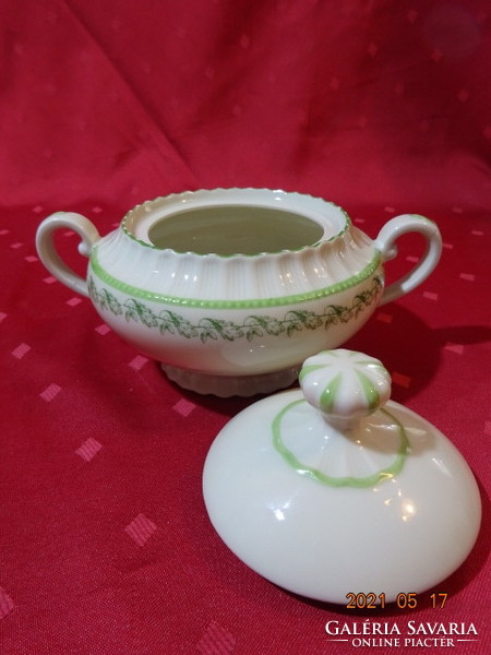 Czechoslovak porcelain, green patterned sugar holder, height 11 cm, diameter 13.5 cm. He has!