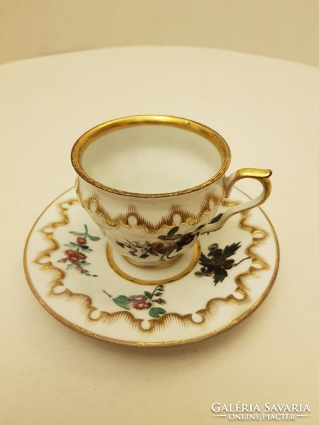 Antik, barokk stílusú porcelán csésze aljjal. Gyűjtői darab. Ajándék