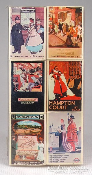 1E431 Hat darabos gyufásdoboz London plakátok