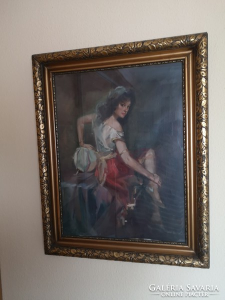 Painting of gypsy girl Lajos Füzesi
