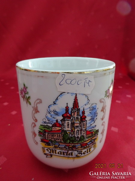 Csehszlovák porcelán pohár, Mariazell látképével, magassága 9,5 cm. Vanneki!
