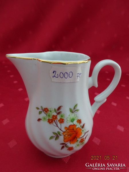 Bolgár porcelán, narancssárga virágos tejkiöntő, magassága 10 cm. Vanneki!