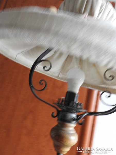 Wrought iron wall lamp with canvas shade