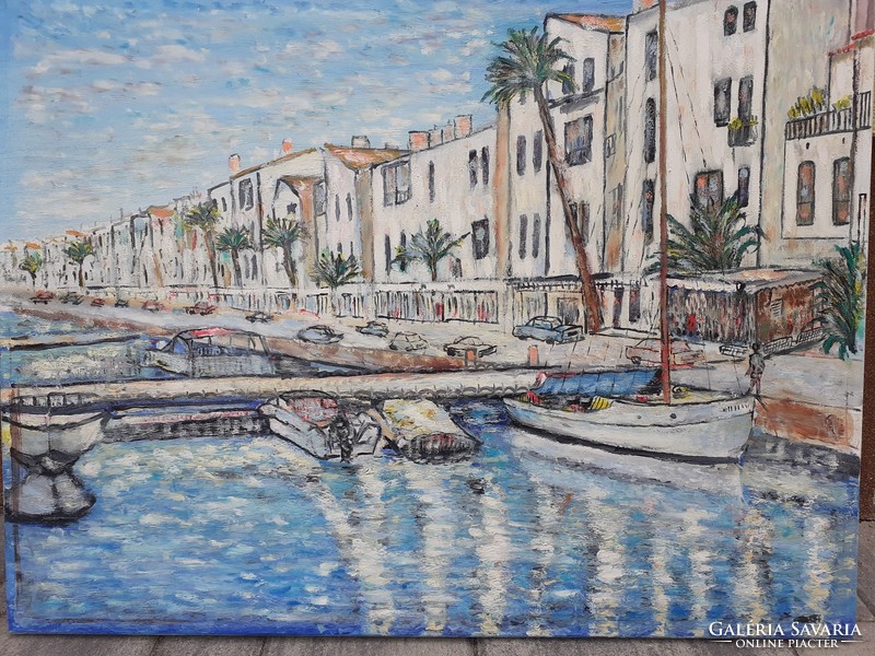 Large Mediterranean beach painting