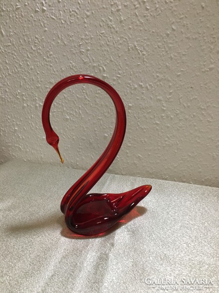 Piros ,üveg hattyú  21 cm