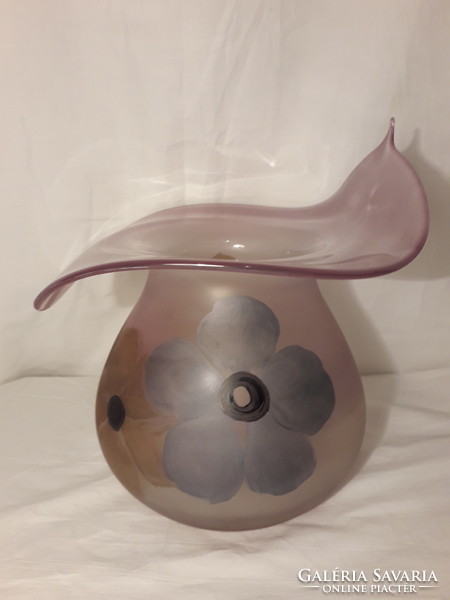 Original! Jack in the pulpit hollow iridescent marked large glass vase with engraved sign eisch
