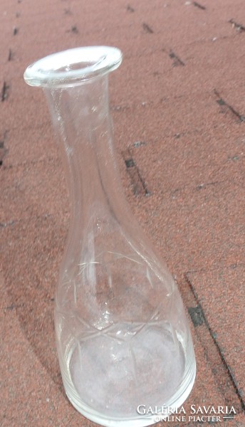 Antik kézzel csiszolt szakított - szájjal fújt üveg butélia