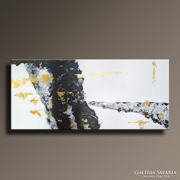 Vörös Edit: Gold Black Abstract 180x80cm
