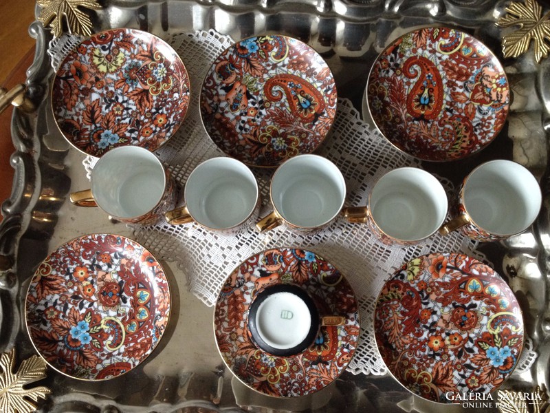 Antik kávéscsészék - ritka keleti mintával, lehellet finom