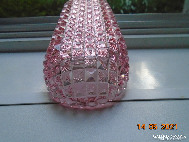 Antik gyémánt  csiszolt rózsaszín kristály üveg hosszú ovális pipere tálca