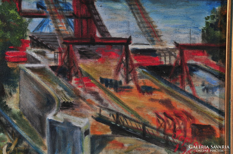 Attributed to László Sopronyi: construction of Elizabeth Bridge, 1963,